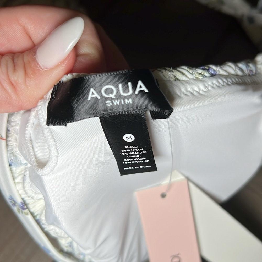 Aqua Swim Bikini - White new with tag floral detail triangle top - Picture 3 of 6